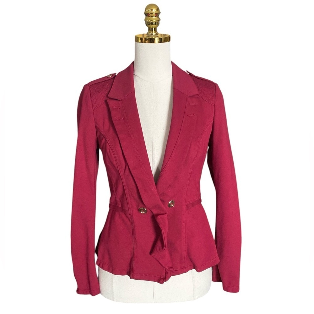 WHITE HOUSE BLACK MARKET | Ruby Red Ponte Military Jacket Blazer Women’s Size 4 - Picture 6 of 14